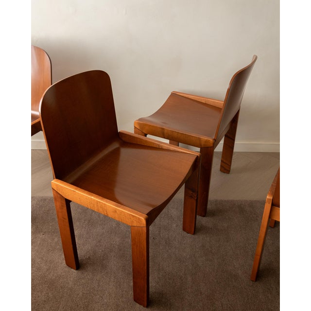 Brown Italian Plywood Dining Chairs by Molteni, 1970s, Set of 4 For Sale - Image 8 of 18