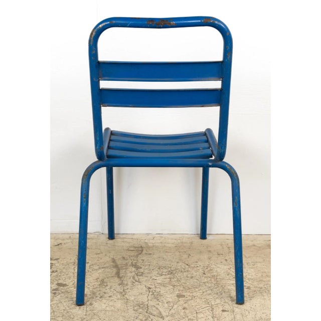 Mid 20th Century Vintage Industrial European Blue Steel Chair For Sale - Image 6 of 6
