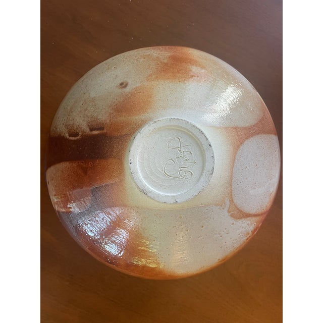 Signed 13” Studio Pottery Vase With Earth Tone Glaze For Sale - Image 11 of 12
