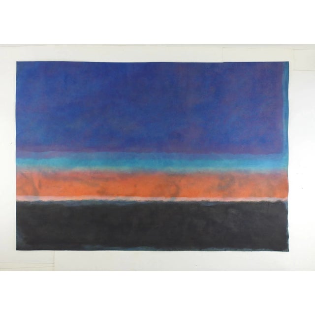 Mid-Century Modern Night Horizon Abstract Mixed Media Painting For Sale - Image 3 of 4