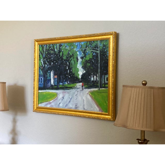 Textile Americana Oil Painting, Contemporary Landscape For Sale - Image 7 of 8