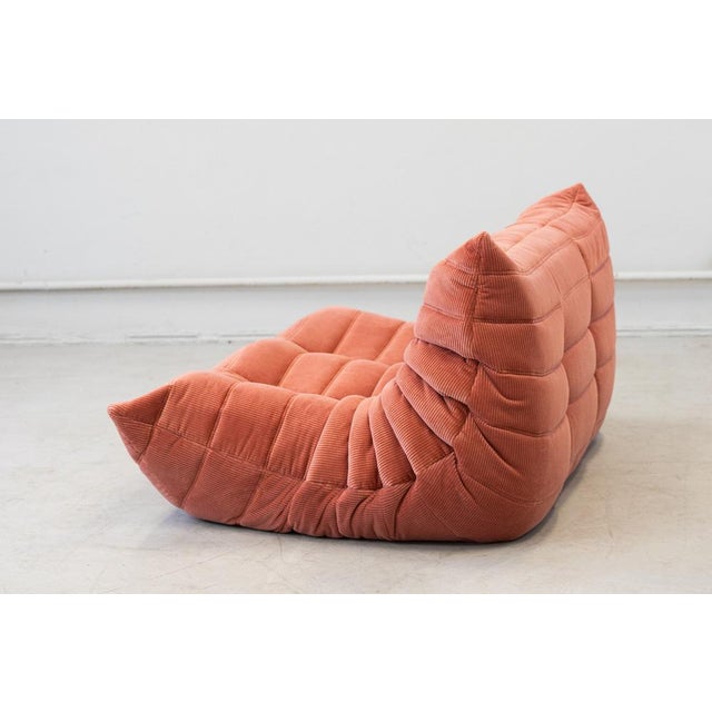 Red Togo Two-Seat Sofa in Coral Corduroy by Michel Ducaroy for Ligne Roset For Sale - Image 8 of 12