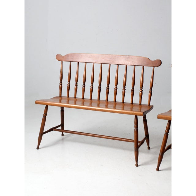 Mid-Century Colonial Revival Maplelux Maple Benches Pair For Sale - Image 14 of 18