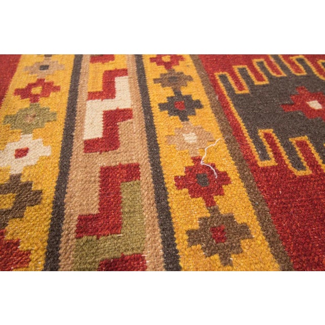 Colorful Modern Geometric Kilim Wool Rug For Sale - Image 4 of 7