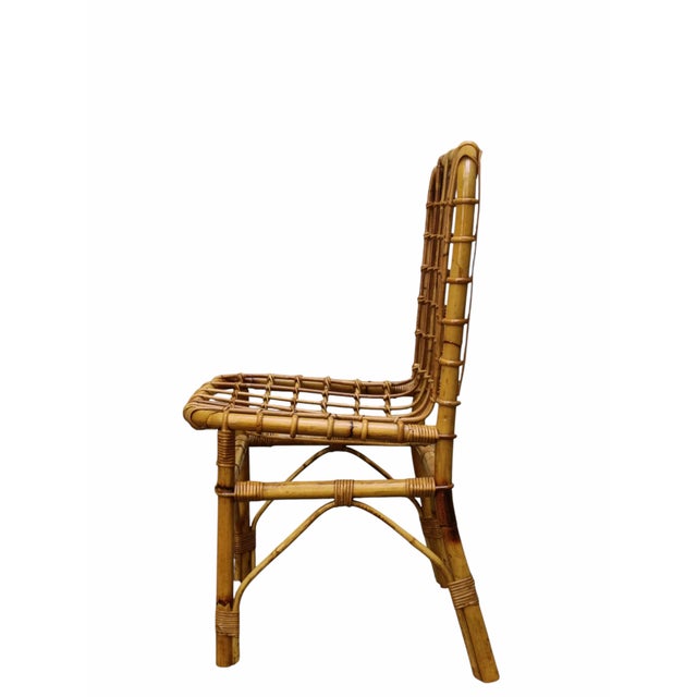 Tito Agnoli Rattan and Bamboo Chair attributed to Tito Agnoli, Italy, 1960s For Sale - Image 4 of 11