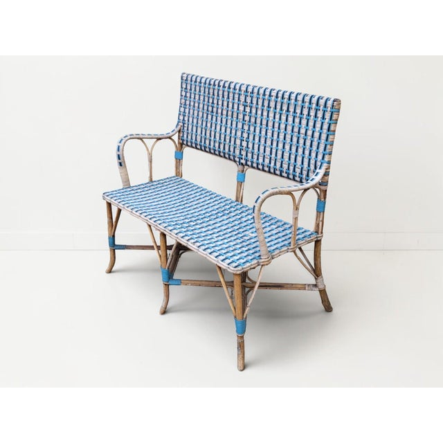 Vintage Two-Seater Rattan Bench, 1950s For Sale - Image 3 of 7