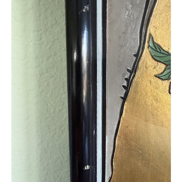 Early 20th Century Gold Painted Chinese Wood Carved Relief Panel Bird Koi and Floral Motif For Sale - Image 14 of 14