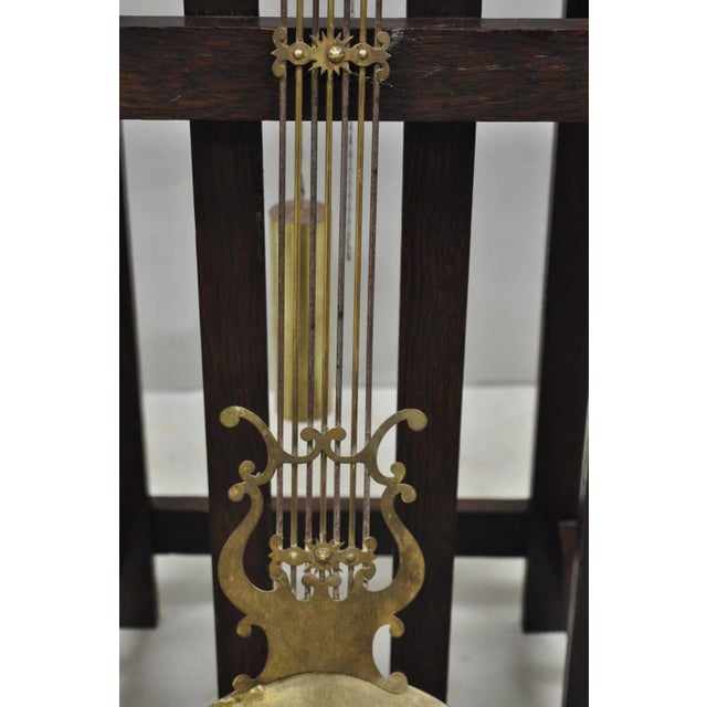 Antique Mission Arts and Crafts Oak Wood Tall Case Grandfather Clock For Sale - Image 15 of 17