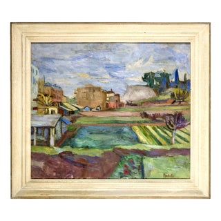 Aldo Natili, 1940s Italian Signed Fauve Style Landscape Oil on Canvas Painting, Oil on Canvas For Sale