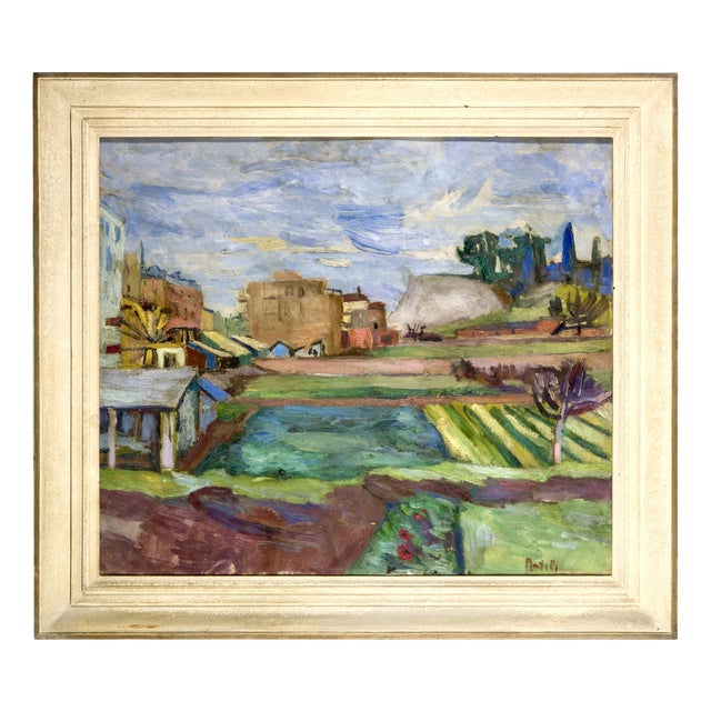 Aldo Natili, 1940s Italian Signed Fauve Style Landscape Oil on Canvas Painting, Oil on Canvas For Sale
