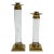 Vintage Hollywood Regency Style Brass and Lucite Candlestick Holders, a Pair For Sale