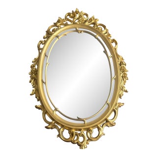 1960s Gold Framed Oval Syrocco Mirror For Sale