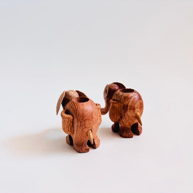 Wood Elephant Toothpick Holders - Set of 2 For Sale In San Francisco - Image 6 of 9
