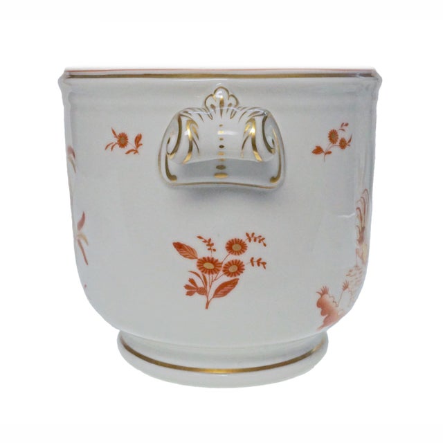 Chinoiserie Ginori Cachepot Red Rooster Siena Rust Pattern Orange & Gold - A Pair For Sale - Image 3 of 5