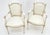 Pair of Directoire French Open Arms Painted Frames Arm Chairs