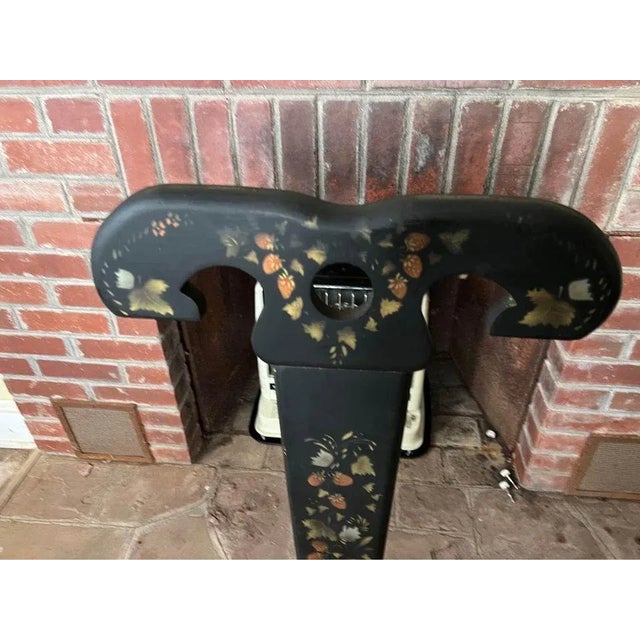 Mid 20th Century Vintage Mother of Pearl Inlaid 3 Leg High Back Chair For Sale - Image 9 of 10