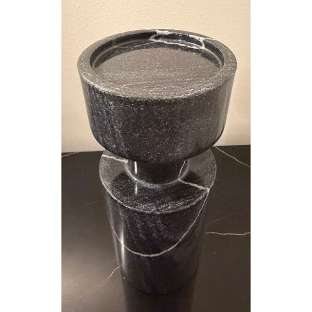 Stone “Luc” Vase / Candleholder by Citizen Artist for Global Views – Black Marble For Sale - Image 7 of 8