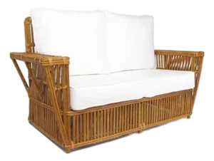 1990s Presidents Stick Reed Rattan 2-Seat Settee Sofa