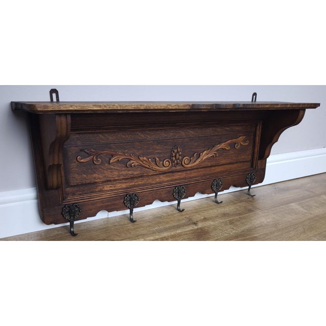 Vintage French Coat Rack in Oak For Sale - Image 9 of 9