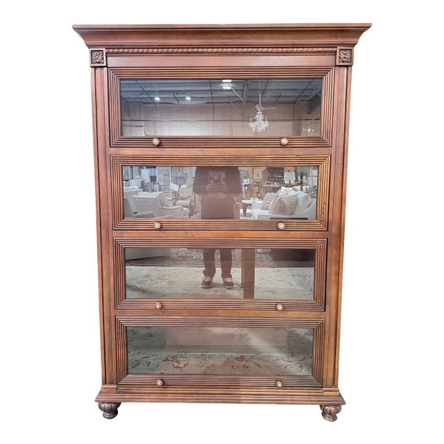 Vintage Ethan Allen Barrister Glass Door Bookcase For Sale