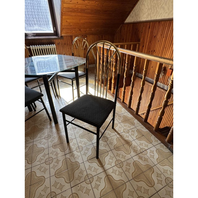 Vintage Brass and Black Wood Dining Set, 1970s, Set of 5 For Sale - Image 6 of 8