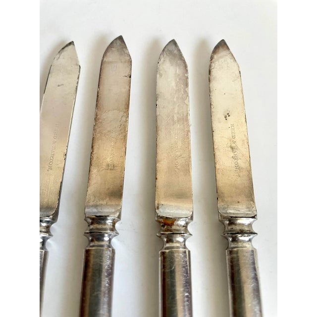 Art Deco Set of 6 Reed & Barton Silver-Plated Appetizer Knives For Sale - Image 3 of 8