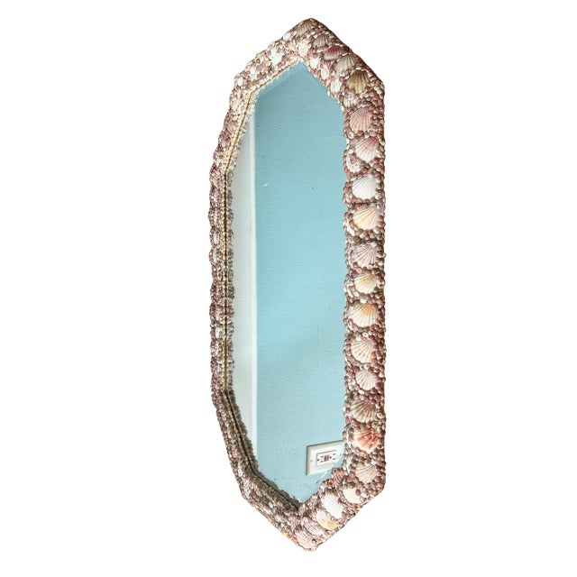 Baker Furniture Company Large Vintage Shell-Encrusted Wall Mirror – Coastal / Hollywood Regency / Organic Modern For Sale - Image 4 of 12