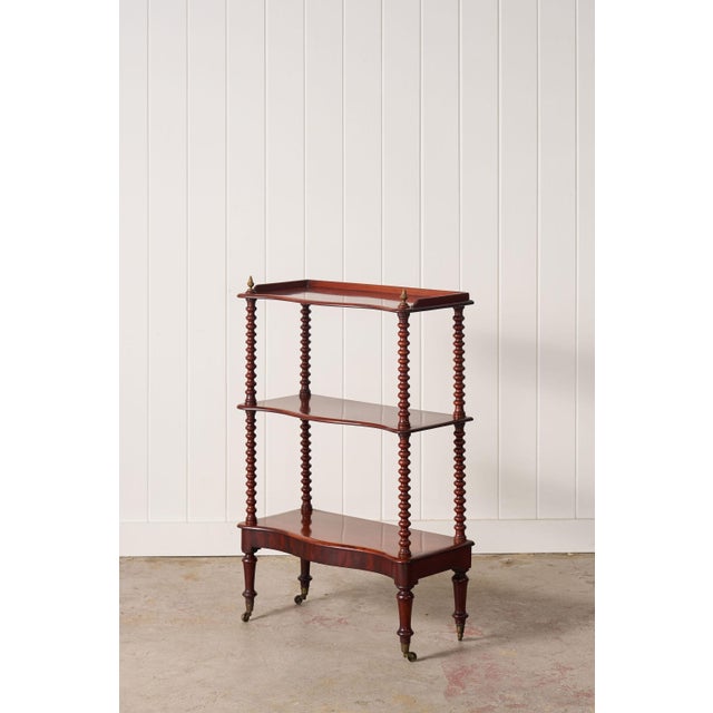 Late 19th Century Victorian Mahogany 3-Tier Whatnot With Bobbin Legs on Casters For Sale In Charleston - Image 6 of 11