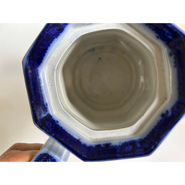 Blue Early English Flow Blue “Amoy” Teapot by Davenport, Circa 1844 For Sale - Image 8 of 12