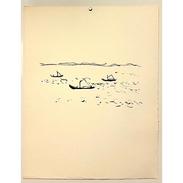 Post Impressionist Pierre Bonnard Ltd Ed Lithograph Printed at Mourlot Paris 1958 Sail Boats, Lake, 1958 For Sale - Image 3 of 5