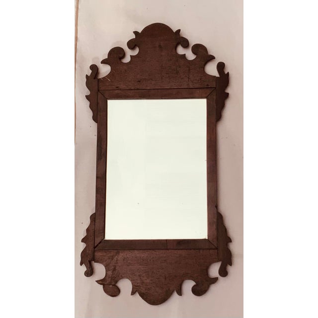 Silver Antique American Chippendale Style Butler's Mirror, Carved Wood Frame, Older Glass For Sale - Image 8 of 8