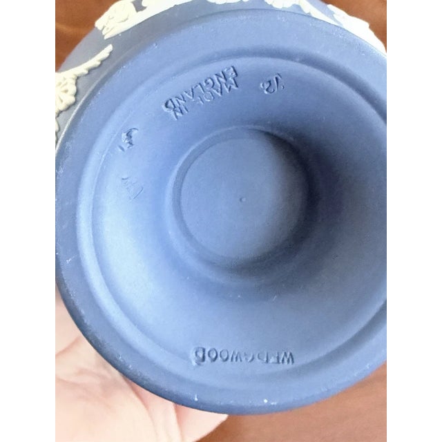 Wedgwood Vintage Wedgwood Jasperware Portland Blue Cameo Vase For Sale - Image 4 of 4