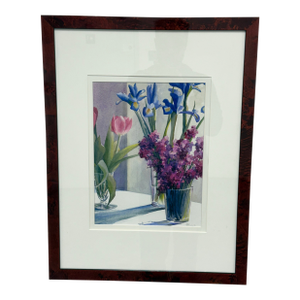 Ruth Beeve Jan's Flowers Framed Watercolor, Circa 1996