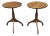 Pair 20th C. Stained Solid Walnut Pedetal Spider Side Tables Candle Stands For Sale