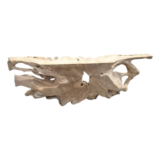 Andrianna Shamaris Monumental Bleached Teak Wood Console Table For Sale