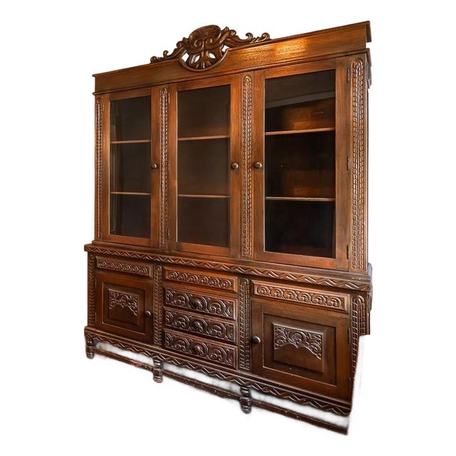 Vintage Solid Mahogany Spanish Colonial Cabinet For Sale