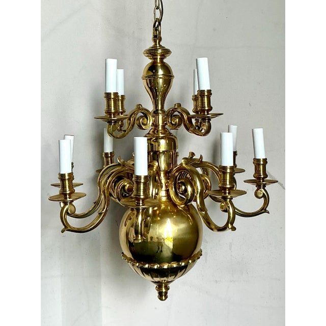 Baroque Vintage Regency Dutch Baroque Brass Chandelier For Sale - Image 3 of 10