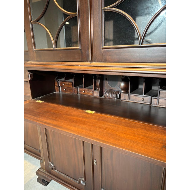 Antique Mahogany Display Cabinet with Secretaire Function For Sale - Image 6 of 7