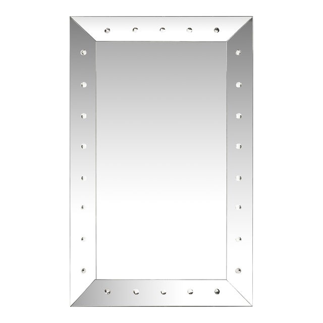 Mid-Century Modernist Shadowbox Mirror W/ Reverse Beveled Detailing For Sale