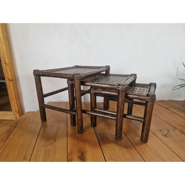 Vintage Manou Bamboo Nesting Tables, 1970s, Set of 3 For Sale - Image 11 of 11