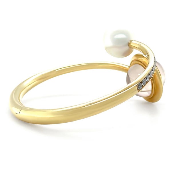 Metal Paspaley 18ct Yellow Gold Muse Pearl & Diamond Bangle 2.18ct 42.85g For Sale - Image 7 of 9