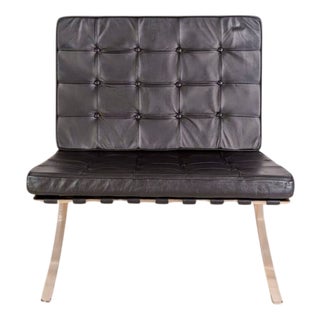 Barcelona Armchair in Black Leather by Mies van der Rohe for Knoll International For Sale