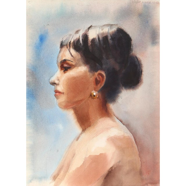 Eve Nethercott, Lady's Profile (P5.74), Watercolor on Paper For Sale