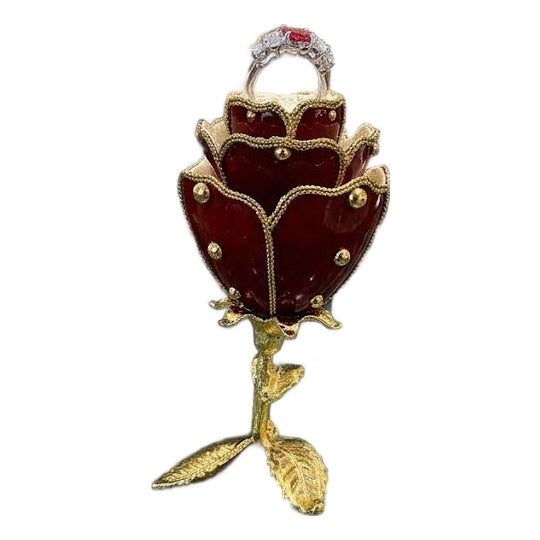 Pierre Lorren Natural Egg Hand Carved Faberge Style Musical Trinket Austrian Crystal Pure Gold Deco Handmade Vintage For Sale