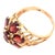 Contemporary 14 Karat Yellow Gold Freeform Garnet Flower Design Ring, Size 6 For Sale - Image 3 of 7