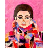 "Glorious Gloria" Original Expressionist Portrait Painting by Sandy Welch For Sale