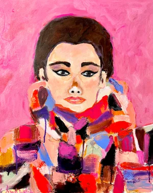 "Glorious Gloria" Original Expressionist Portrait Painting by Sandy Welch