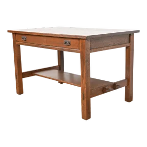 Antique Stickley Mission Oak Arts & Crafts Writing Desk or Library Table, Newly Restored