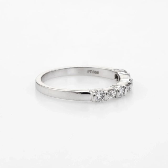 Modern Mid 20th Century Tiffany & Co Diamond Band Vintage Platinum Ring Half Hoop Mixed Cuts size 7 For Sale - Image 3 of 8