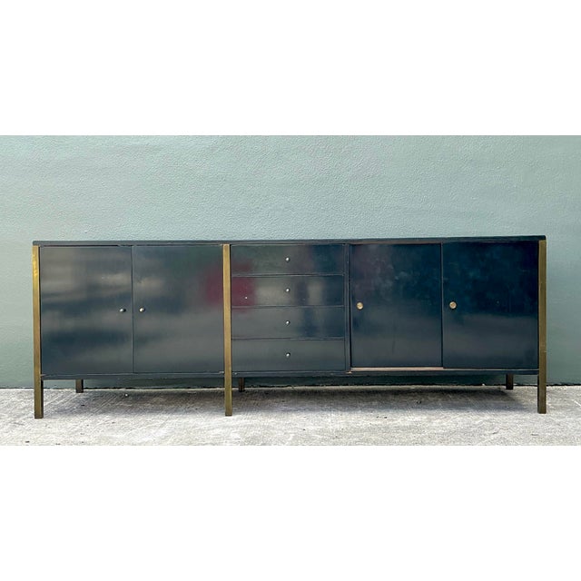 Mid 20th Century Vintage MCM Sliding Door Credenza After Paul McCobb For Sale - Image 5 of 12